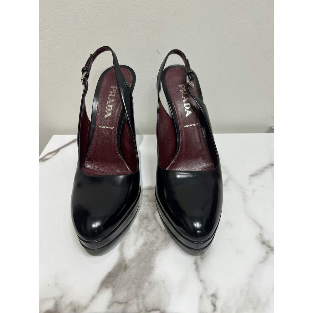 Prada Mary Jane Heel - Black Leather Slingback - Size 36 - Picture 2 of 8